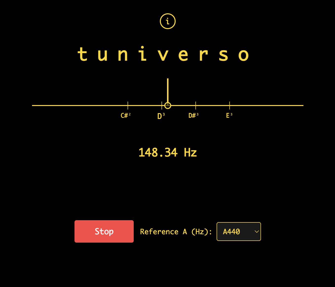 Tuniverso: universal tuner for all instruments and reference frequencies.
